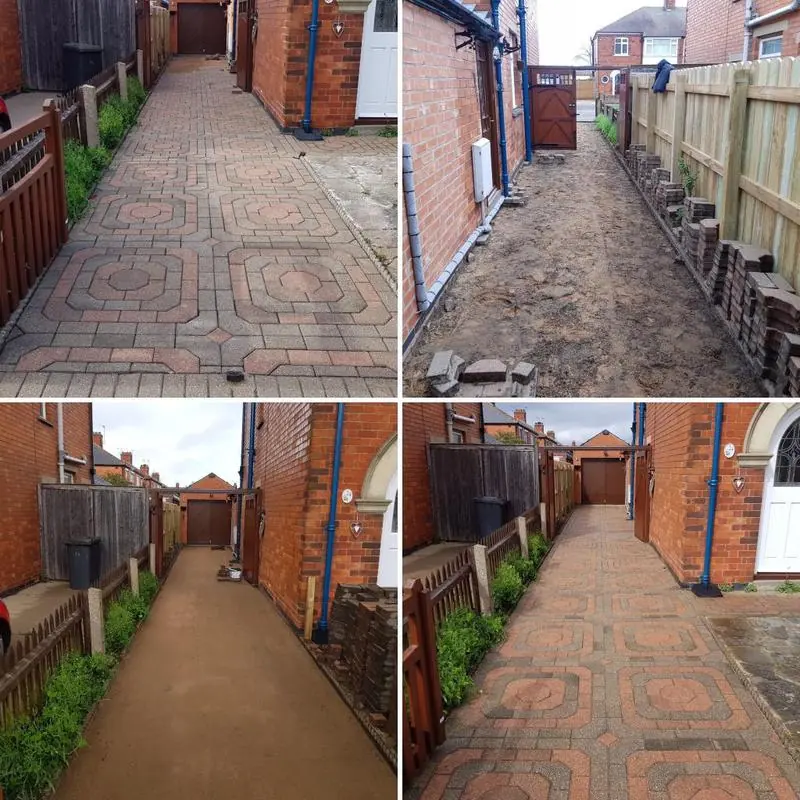 Block paving lifted, relevelled, jet washed and resealed