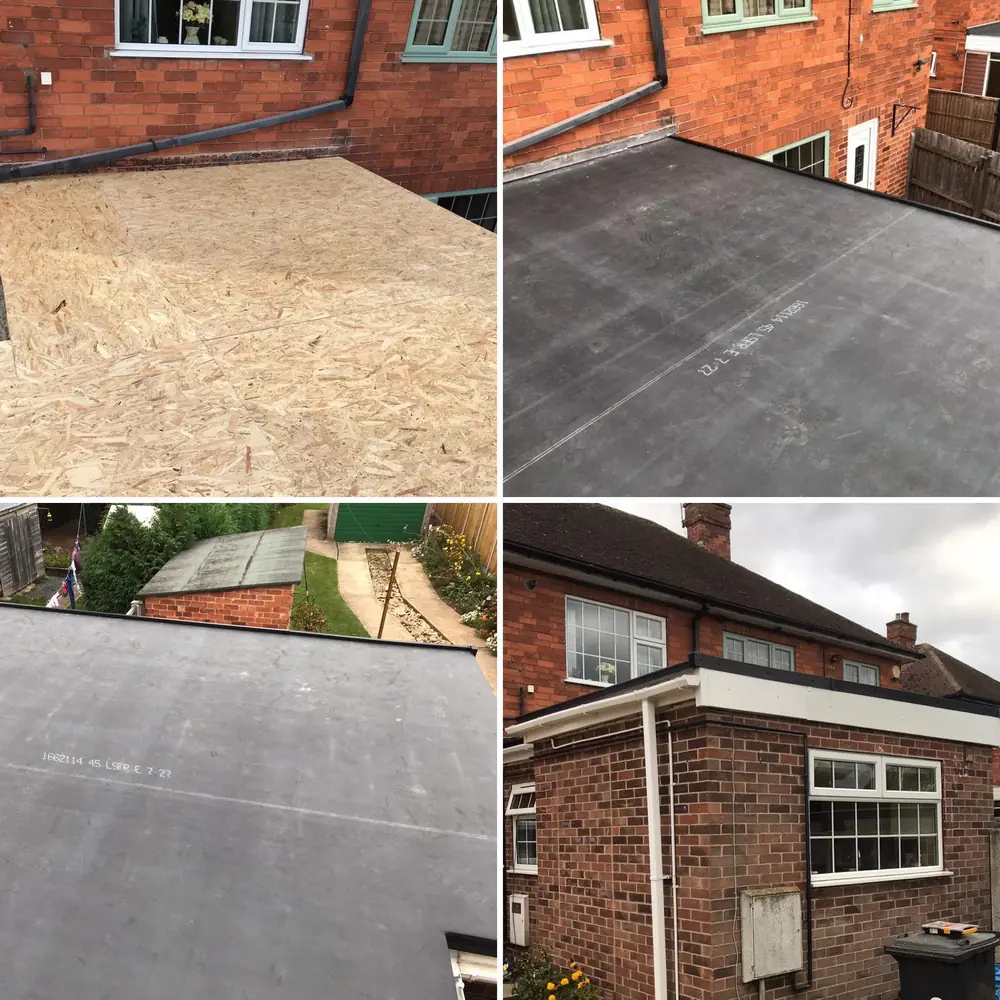 Extension flat roof: new decking boards, then the rubber membrane