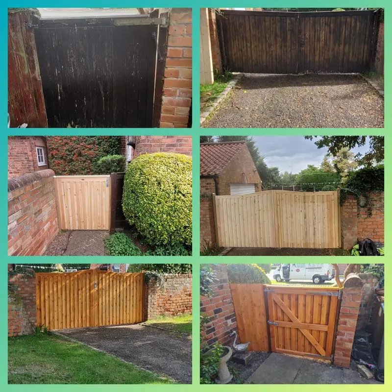 Old tired gates removed and new ones hung and stained for protection