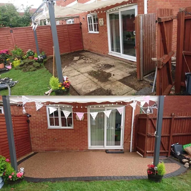 Area dug out for new edging bricks, finished off with resin