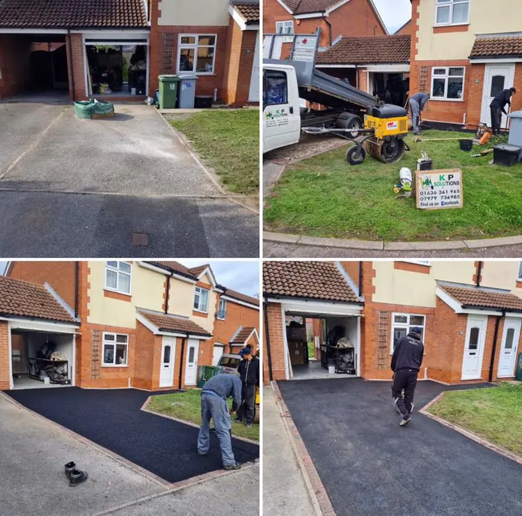 Old tired tarmac removed, ground prepared and new tarmac laid